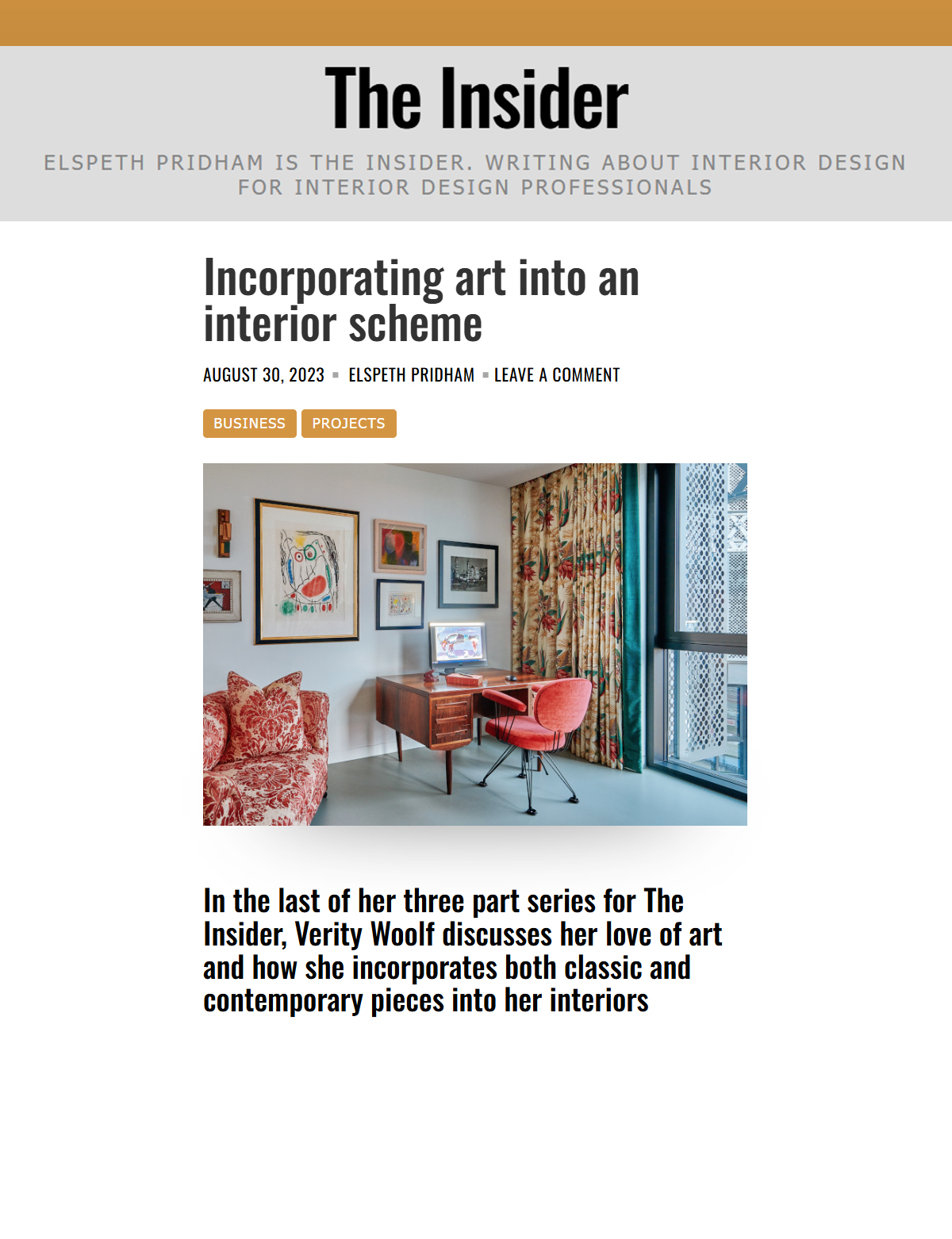 The Insider - Incorporating Art - August 2023