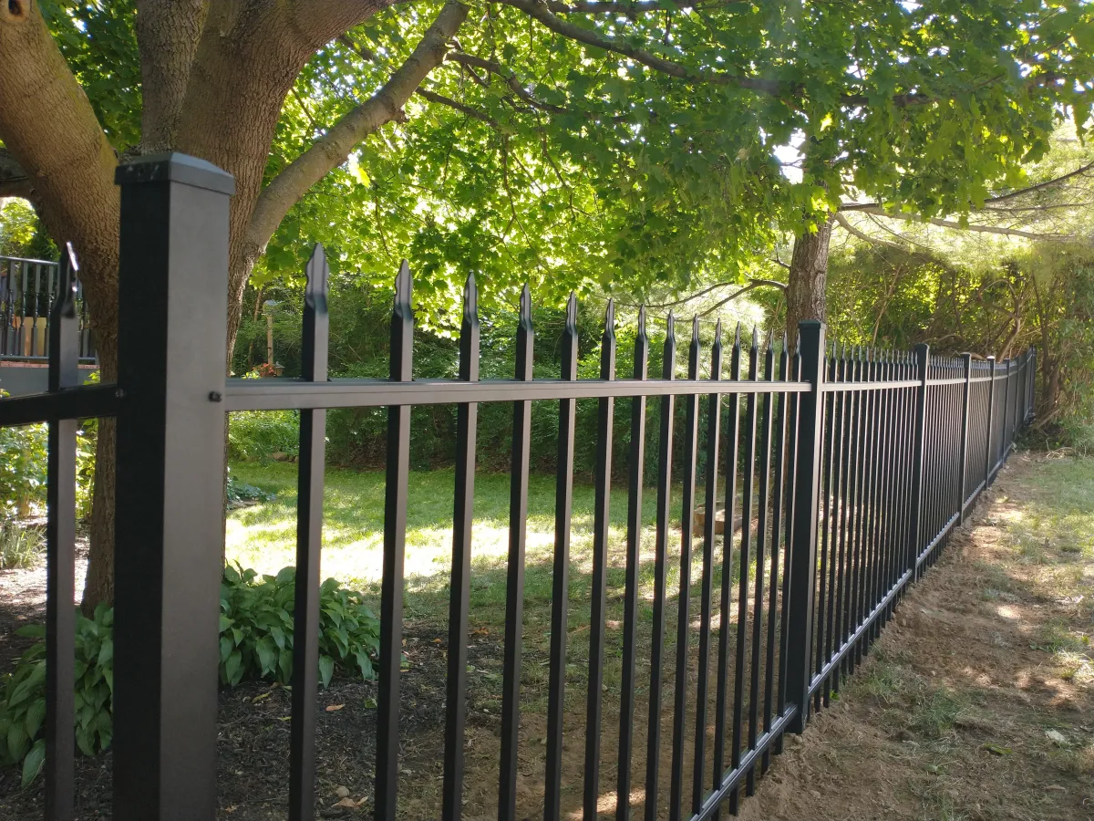 black aluminum fence installation example