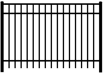 Black aluminum fence with flat top 