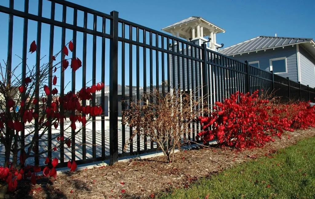 black aluminum commercial fence