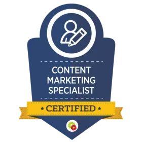 Certified Content Marketing Specialist badge awarded to Robyn Bennett.