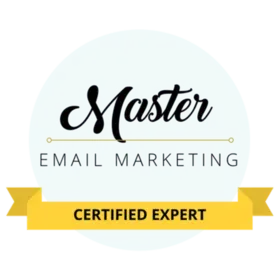 Master Email Marketing Certified Expert badge awarded to Robyn Bennett.