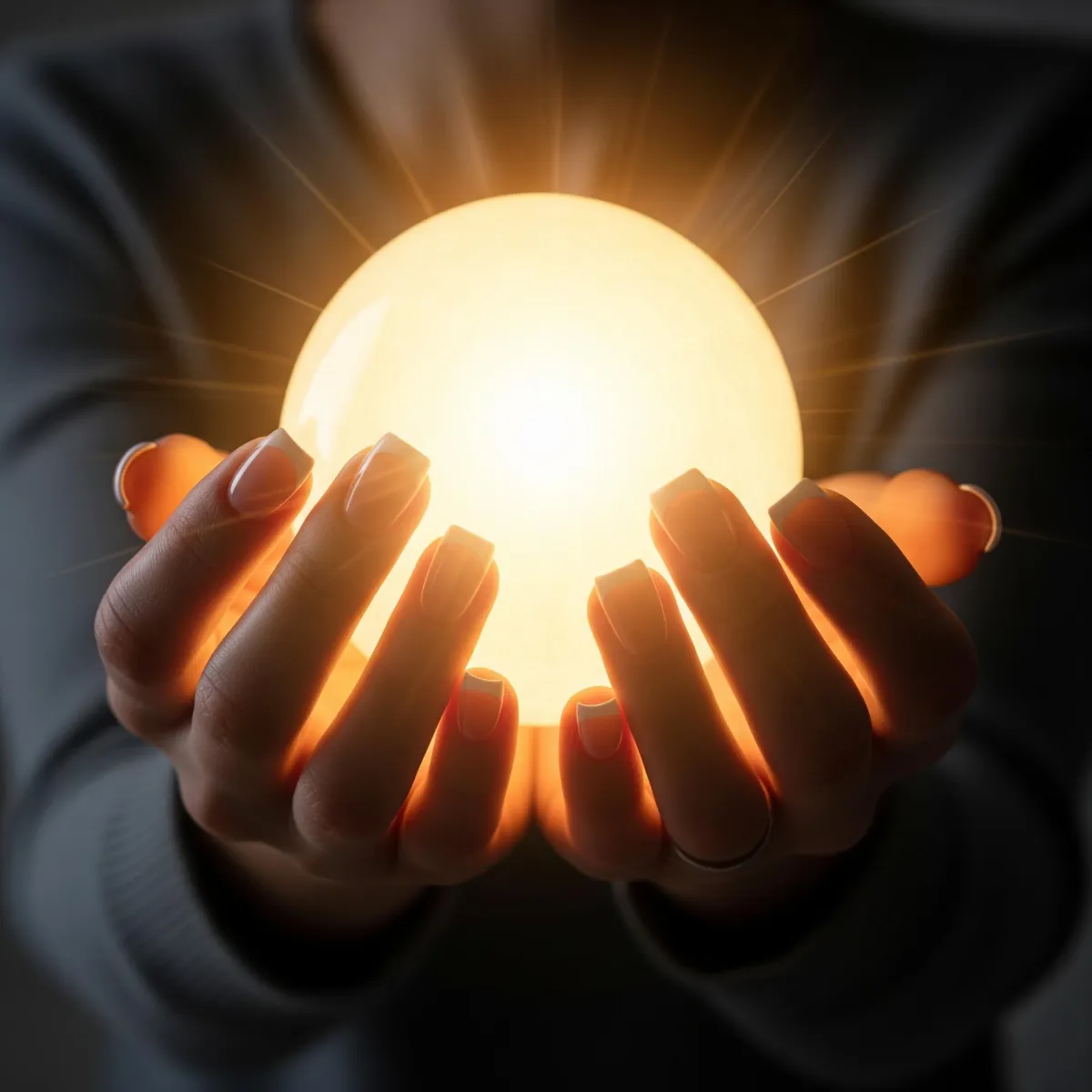Hands holding light representing empowerment and guidance