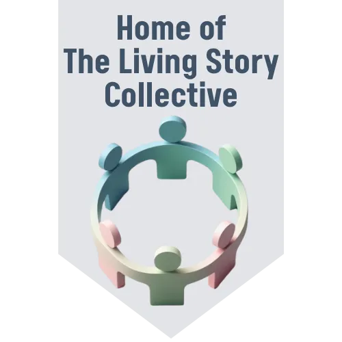 bookmark with logo and text home of the living story collective