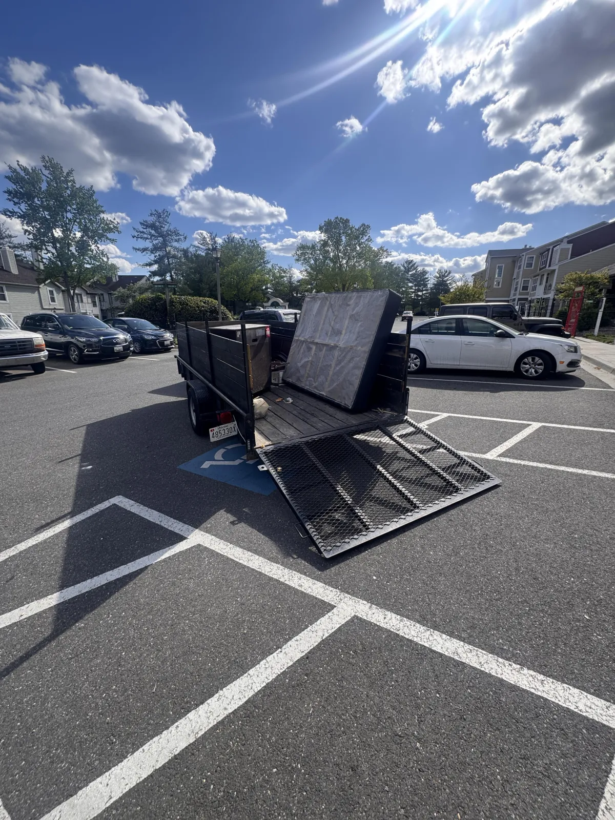 picture of trailer filled with mattresses to clean an estate in Silver Spring MD