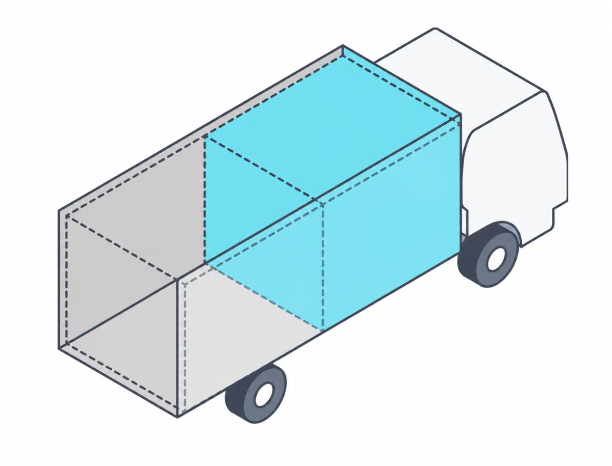 Truck showing a visual of pricing for Stick & Moves Junk Removal