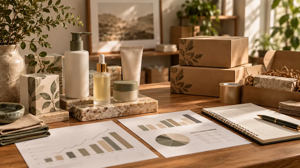 Editorial image showing multiple priorities competing for attention, such as products, planning materials, inventory, or a leadership workspace. The visual should suggest choices and constraints.
