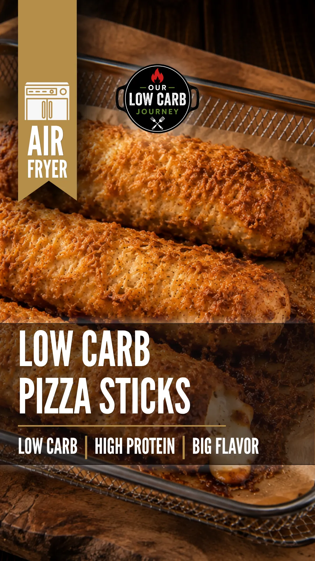Low carb pizza sticks made with chicken, pepperoni and mozzarella cheese