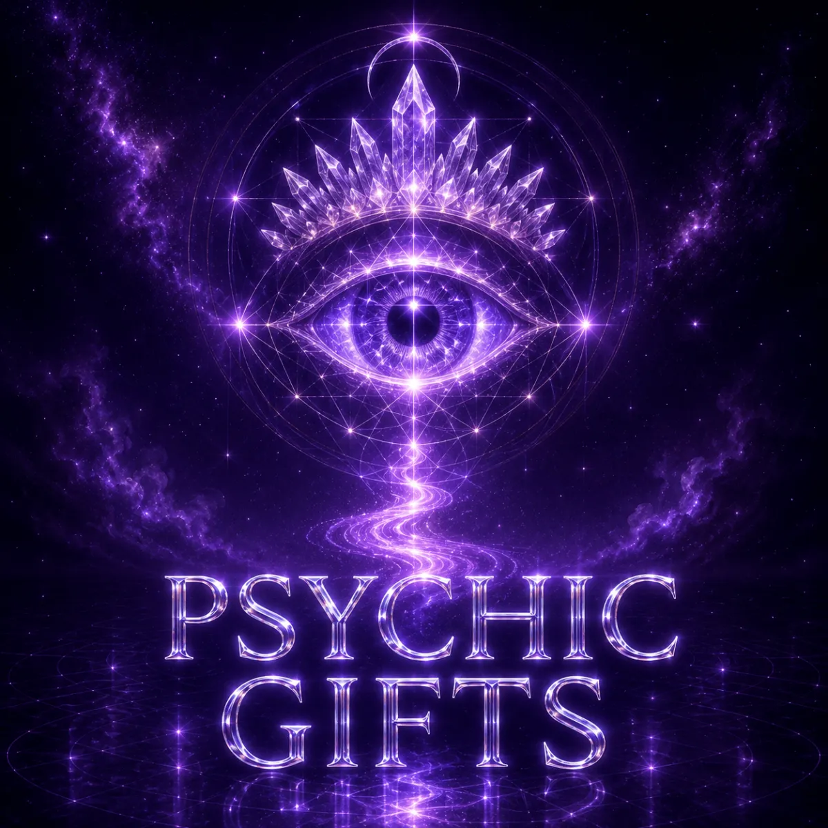 Mystical illuminated eye representing intuitive awareness and psychic gifts
