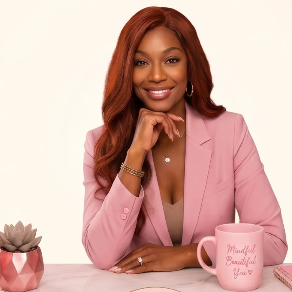 Angelina Richardson in pink blazer