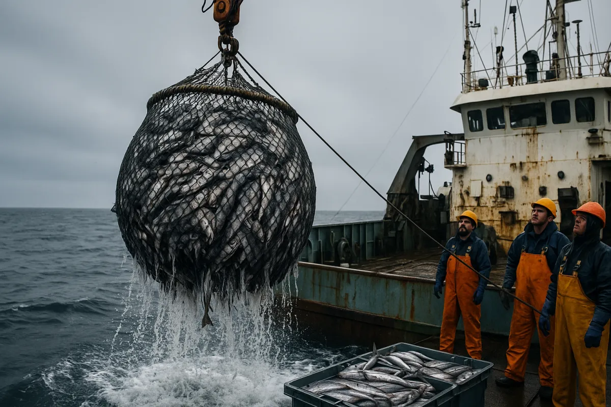 grayscale photography of four men slicing fish