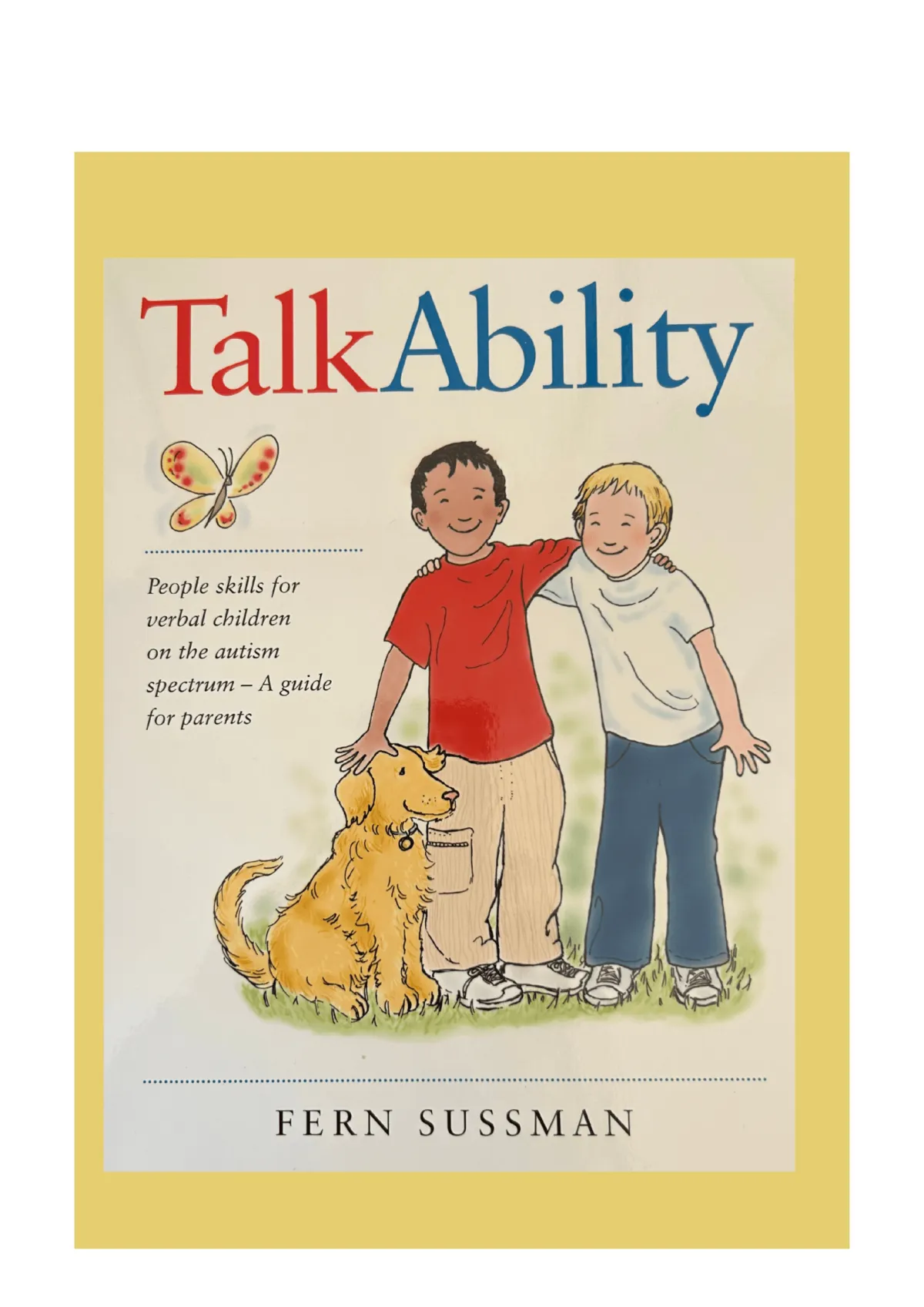 Cover of "TalkAbility" by Fern Susman, focusing on communication strategies for parents of verbal children with autism.