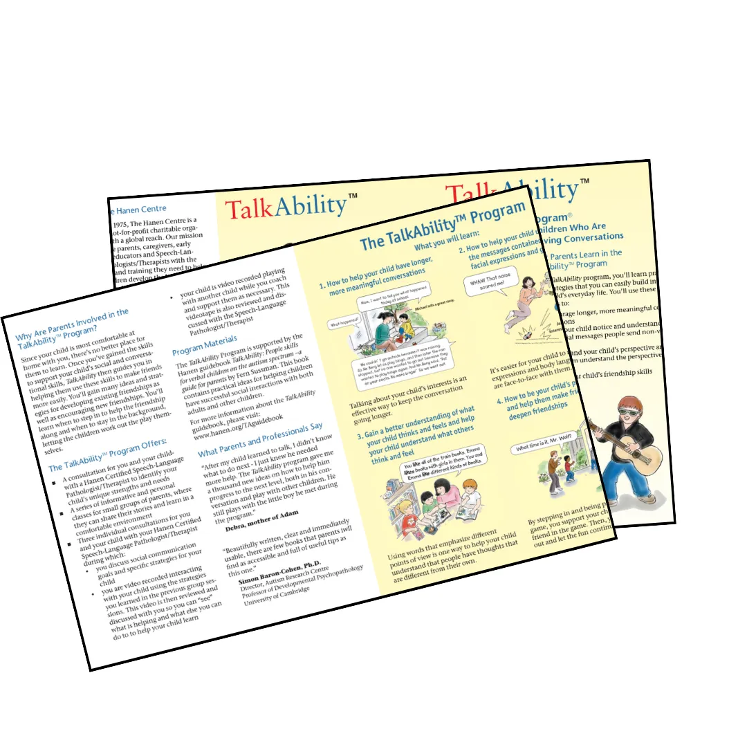 Hanen Talkability Program Brochure; Laura Hutchinson, Speech-Language Pathologist at Paths 2 Communication, Guelph, Ontario