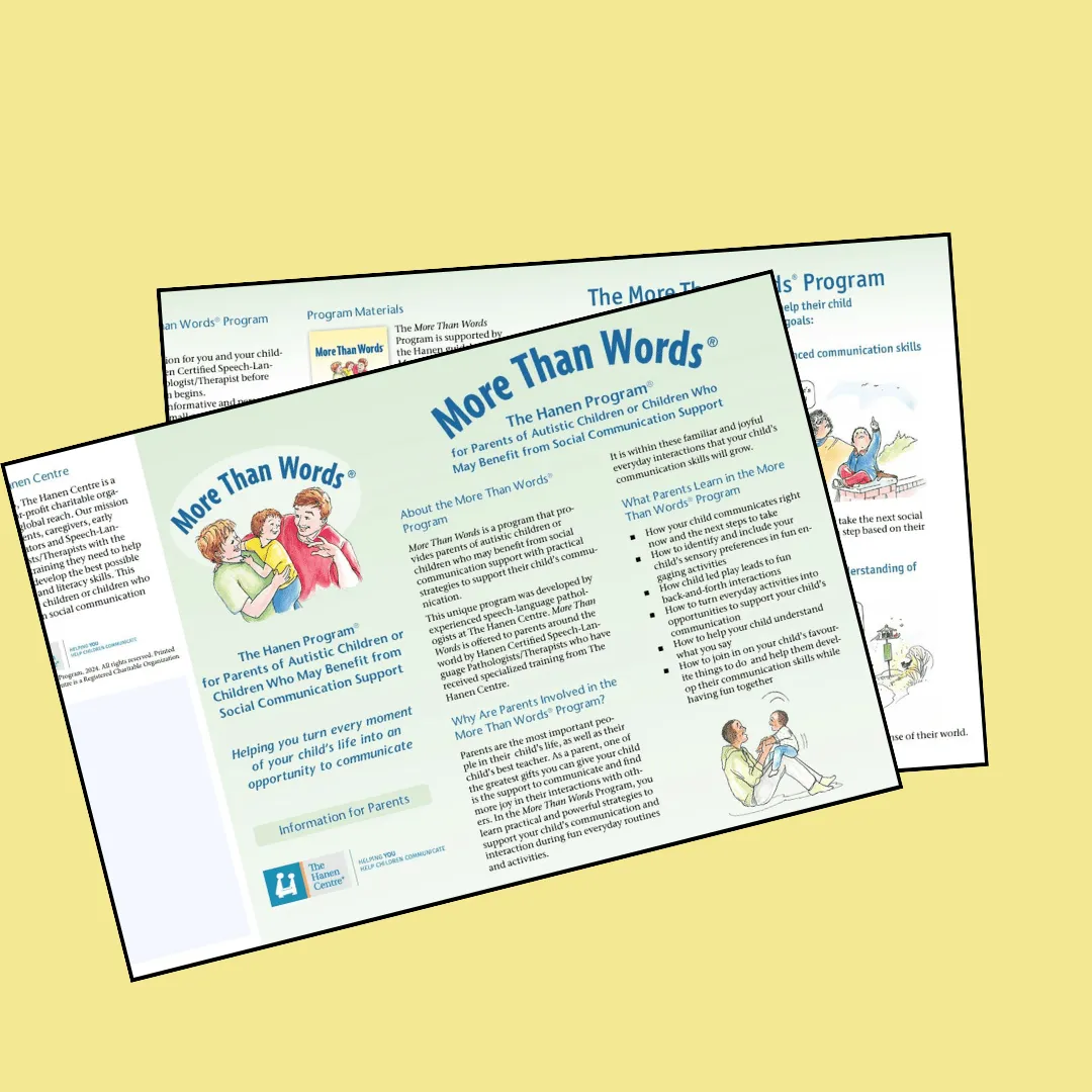 Hanen More Thank Words Program Brochure; Laura Hutchinson, Speech-Language Pathologist at Paths 2 Communication, Gulf Islands