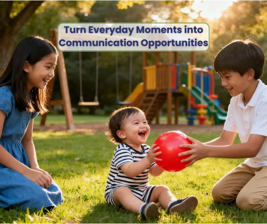 siblings playing in the park
