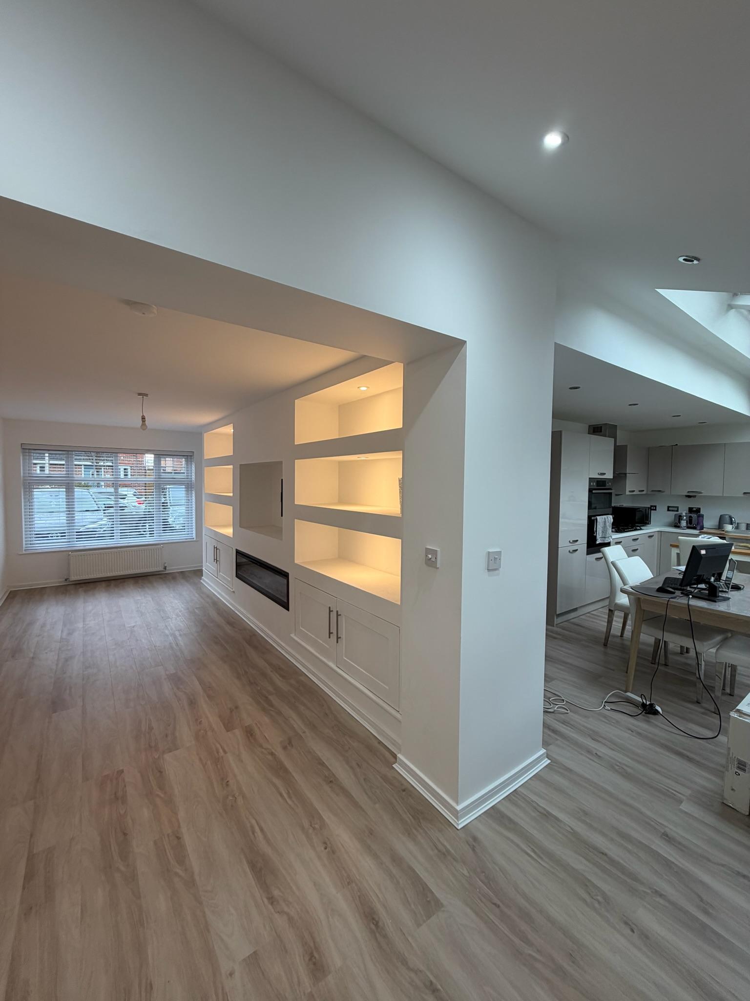 Garage conversion and rear extension in Wigan creating a larger open plan home, showing how both options can be used to add valuable living space.