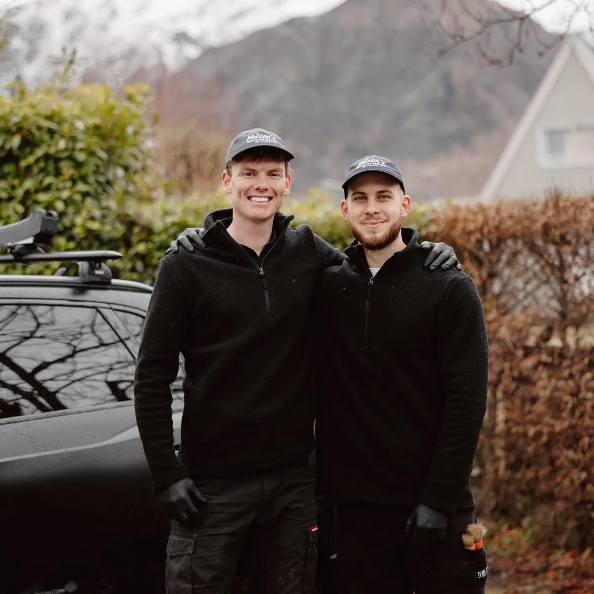 Mason and Elliot, mobile car detailing professionals in Queenstown at Mason’s Mobile Car Grooming