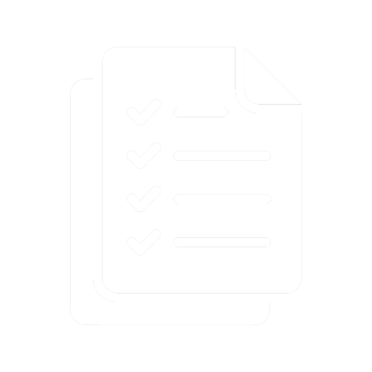 Checklist icon representing completed tasks, documentation steps, or intake workflow verification.