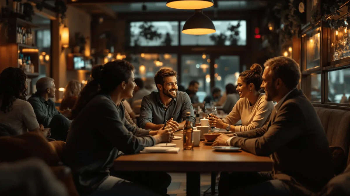 aerial photo of people on bar