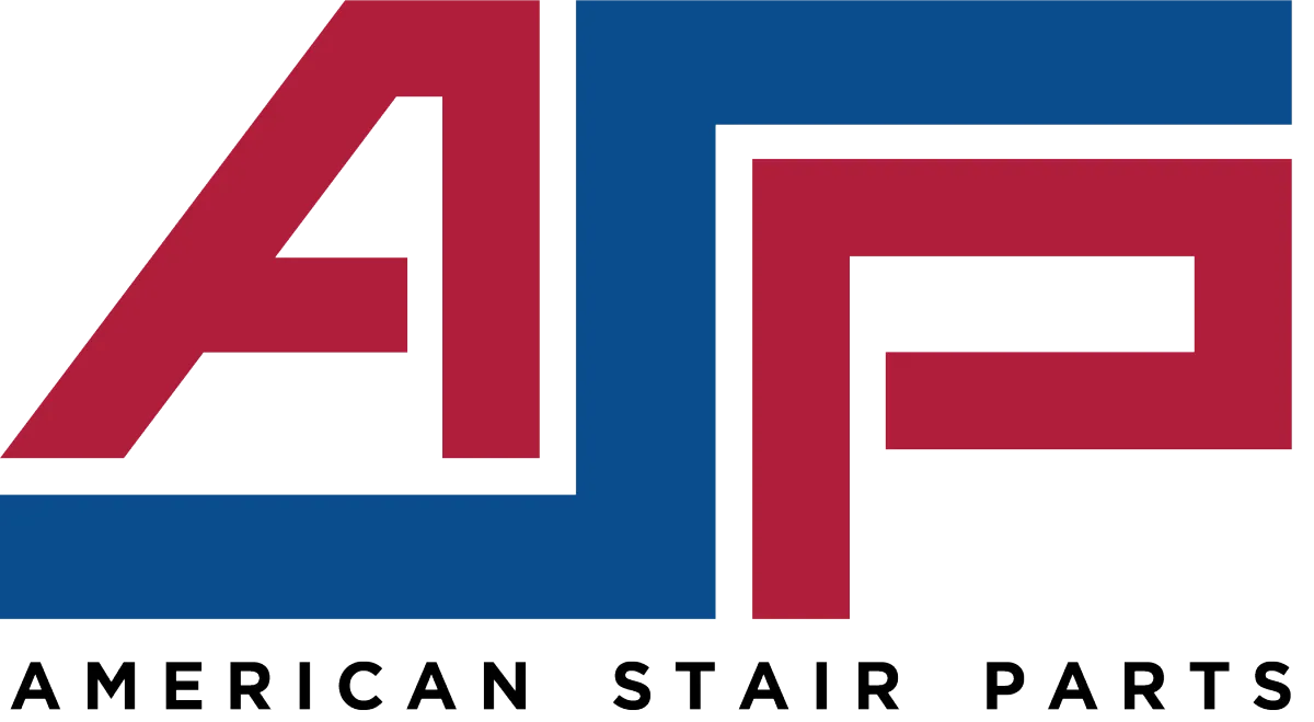 ASP - American Stair Parts logo featuring a bold, stylized design with the initials 'ASP' in red and blue, representing a premier provider of high-quality stair components.
