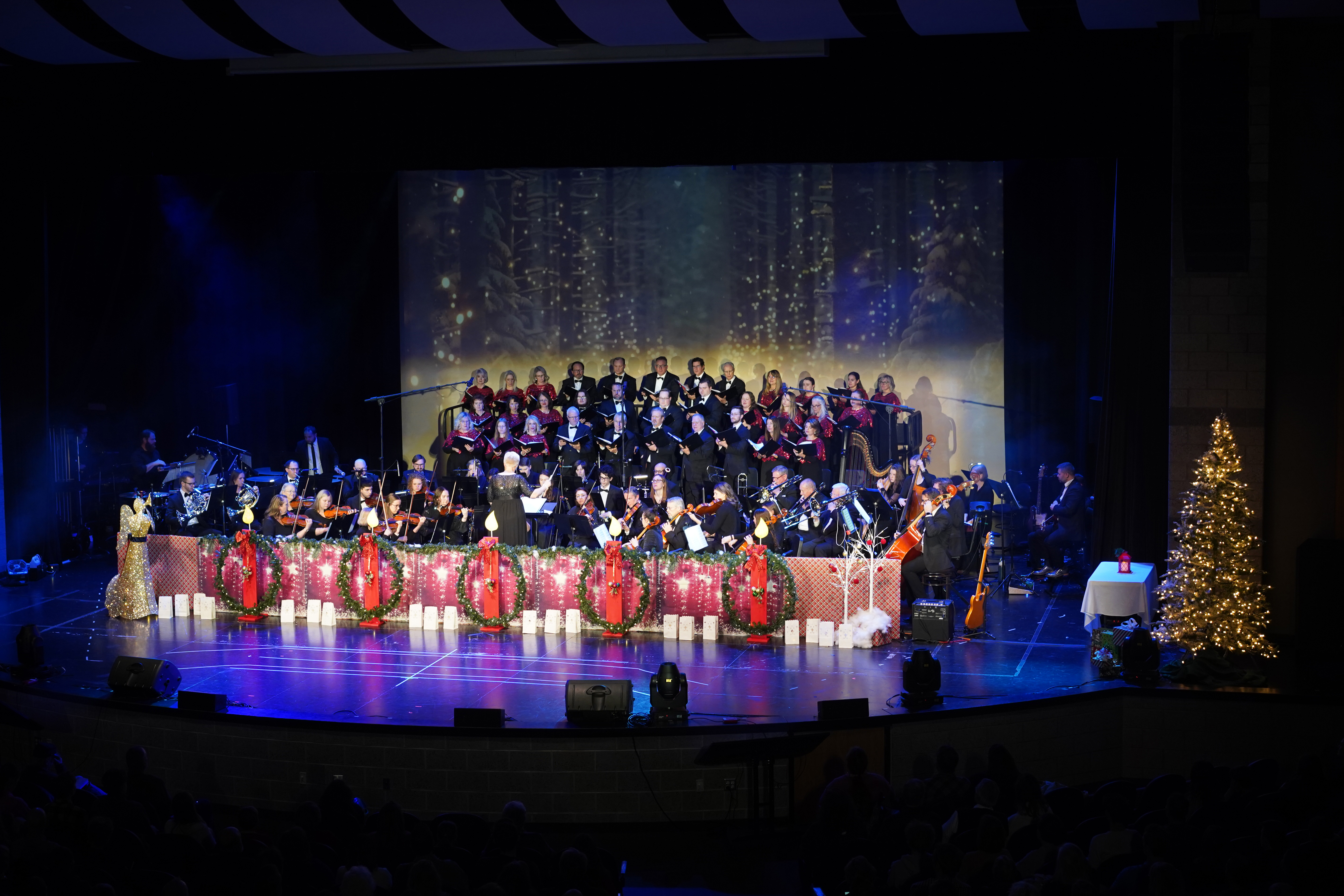 Audience enjoying a concert in warm lighting
