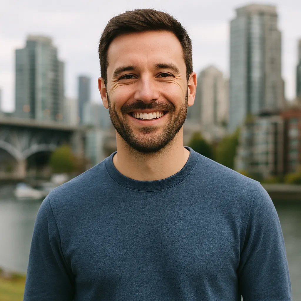 Smiling after a QHHT® hypnotherapy session at Hype'notic Studio in Vancouver — experiencing peace, clarity, and deep relaxation.