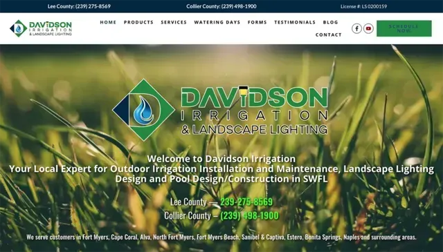 Davidson Irrigation & Lighting website