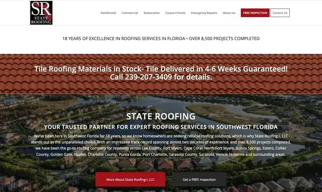 State Roofing of Florida website