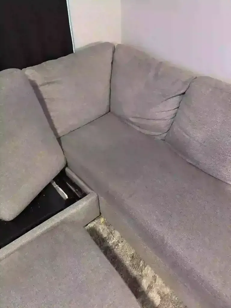 Static charge dust buildup on Highlands Ranch upholstery during heating season — October through April