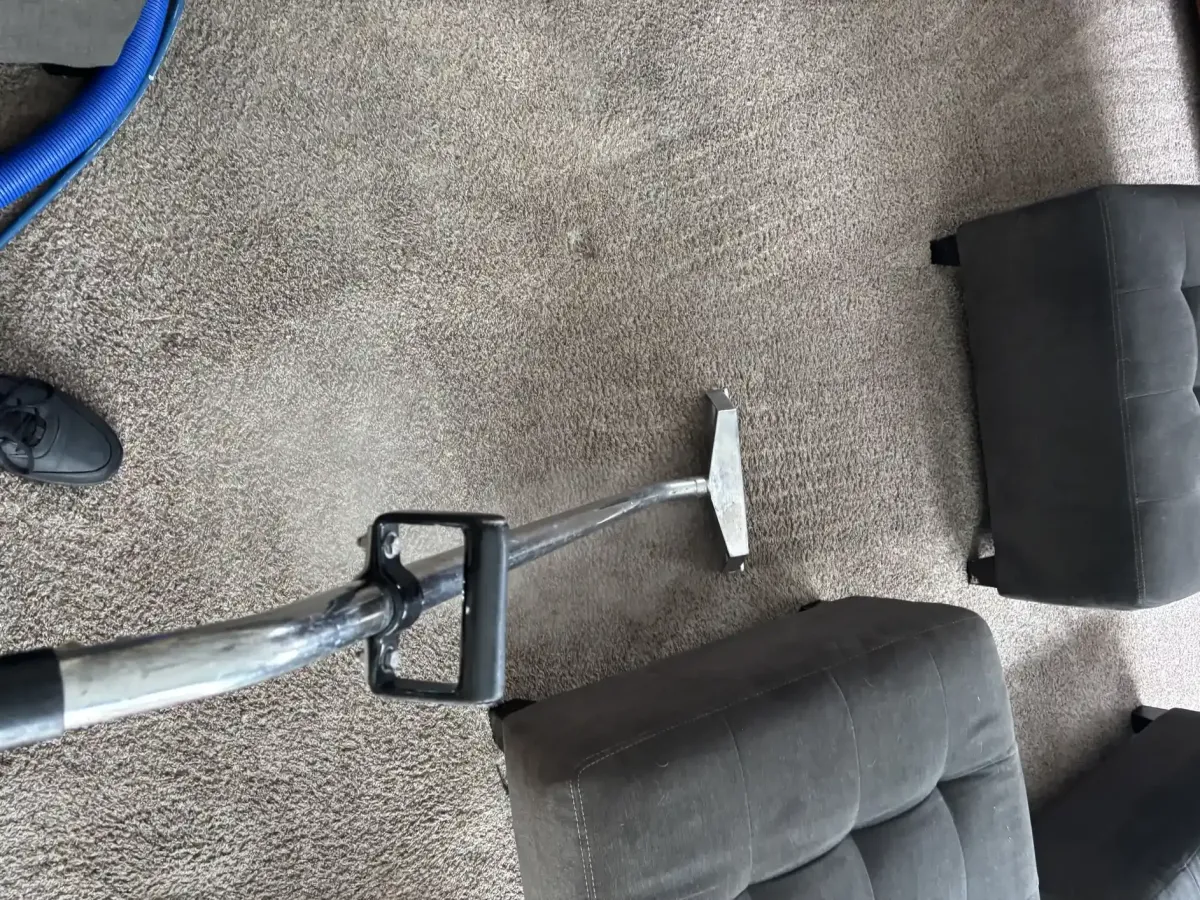 Berber carpet cleaning before and after in a Denver Southern Hills basement move-out