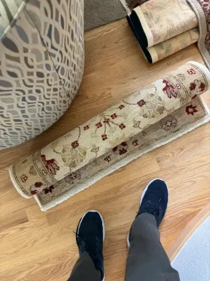 Professional pH-neutral cleaning of a wool carpet and area rug