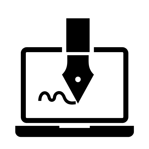 Two overlapping speech bubbles, one outlined with a question mark inside and the other solid black, on a plain background.
