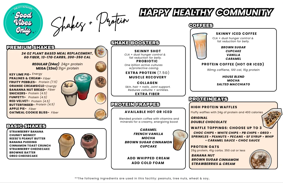 Hub City Nutrition Limited Menu