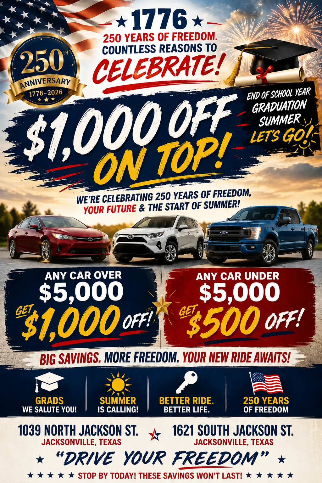 1776 Auto Sales is Celebrating 250 Years of Freedom!