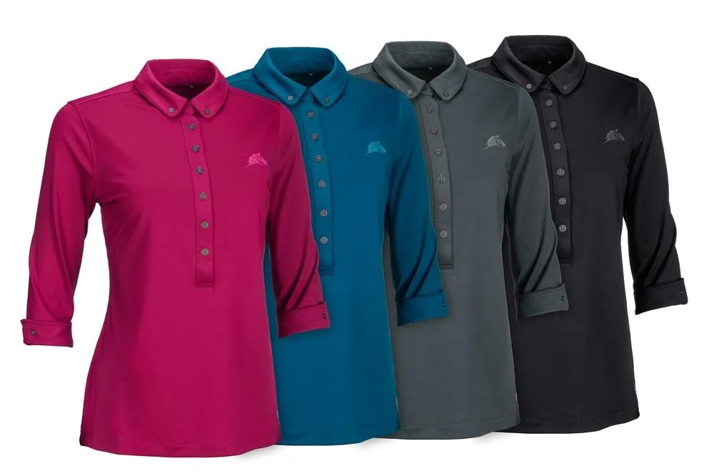 Four different colored collared shirts