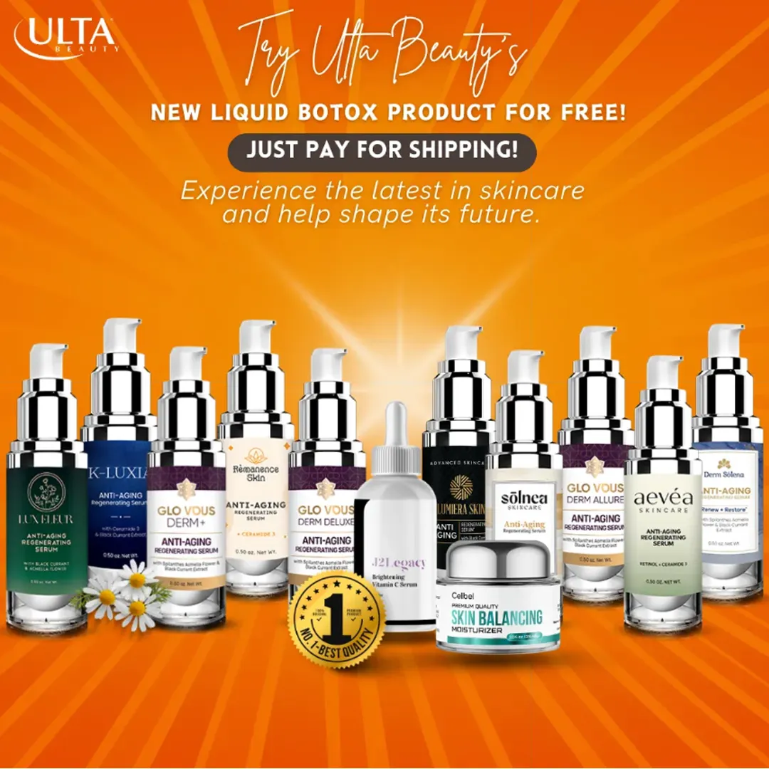 Collage of Niora product bottles and sample sachets on white surface, bright editorial style.