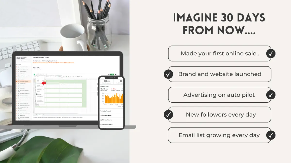 MAKE YOUR FIRST ONLINE SALE BRAND AND WEBSITE LAUNCHED ADVERTISING ON AUTOPILOT NEW FOLLOWERS EVERY DAY EMAIL LIST GROWING DAILY