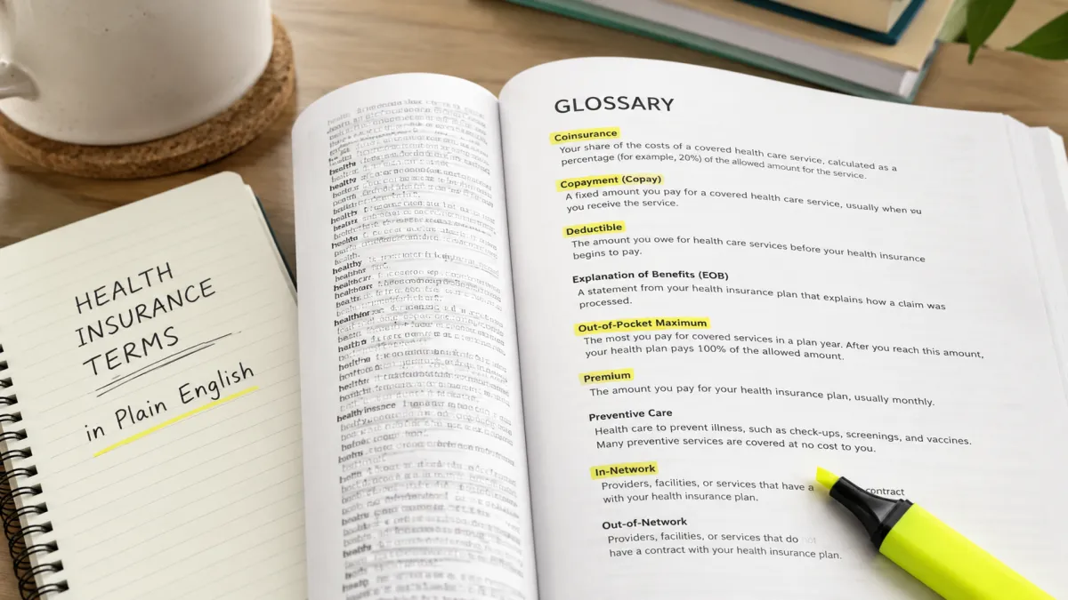 An open glossary or dictionary with a highlighter