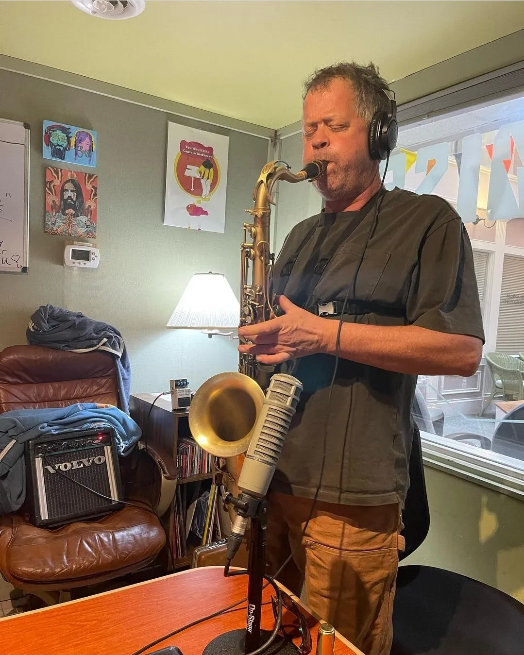 radio Boise staff playing saxophone