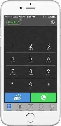 ReachUC VoIP app easy-to-use interface with keypad, voicemail and call history for Syracuse businesses