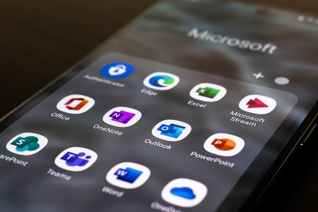 close up of mobile phone with Microsoft 365 services provided by The Garam Group in Syracuse New York