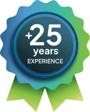 25+ years of IT services experience badge