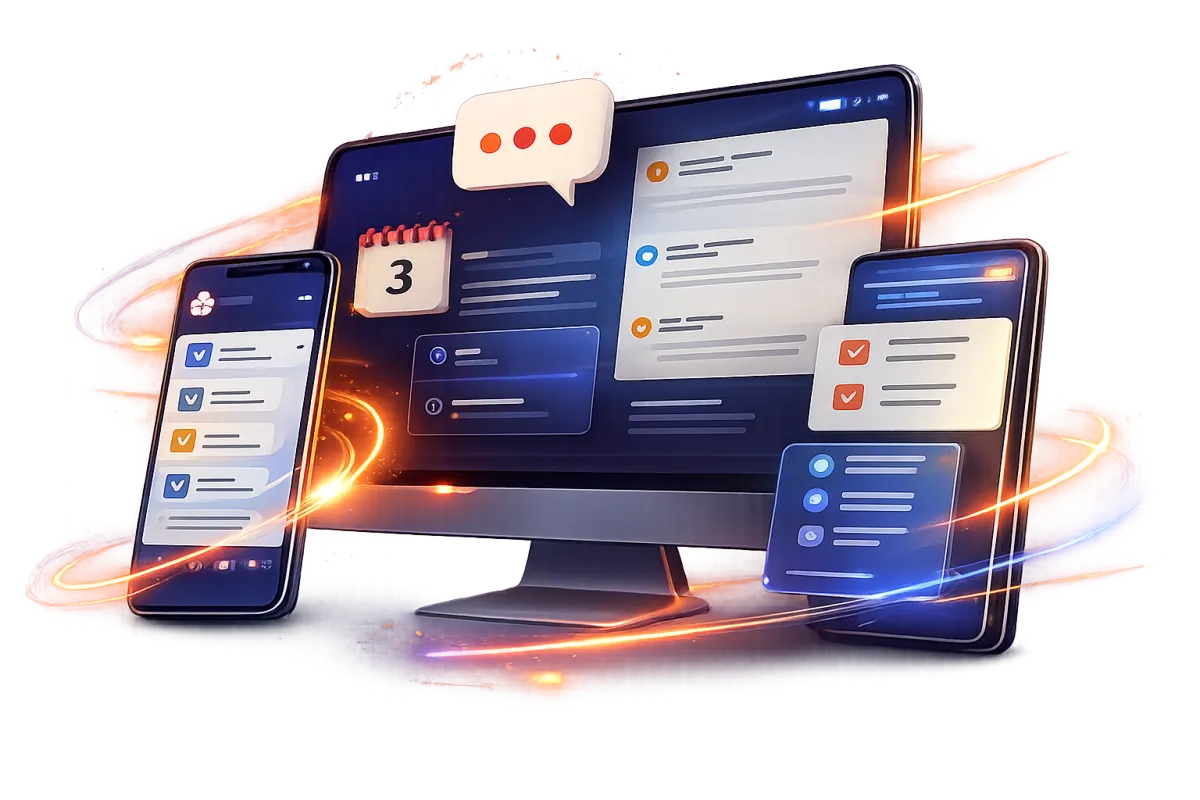 A 3D render of a sleek smartphone floating above a deep navy background, its screen displaying animated AI marketing analytics with glowing red and lavender charts. The device is angled dynamically, with digital effects and subtle reflections, evoking innovation and high-tech energy.