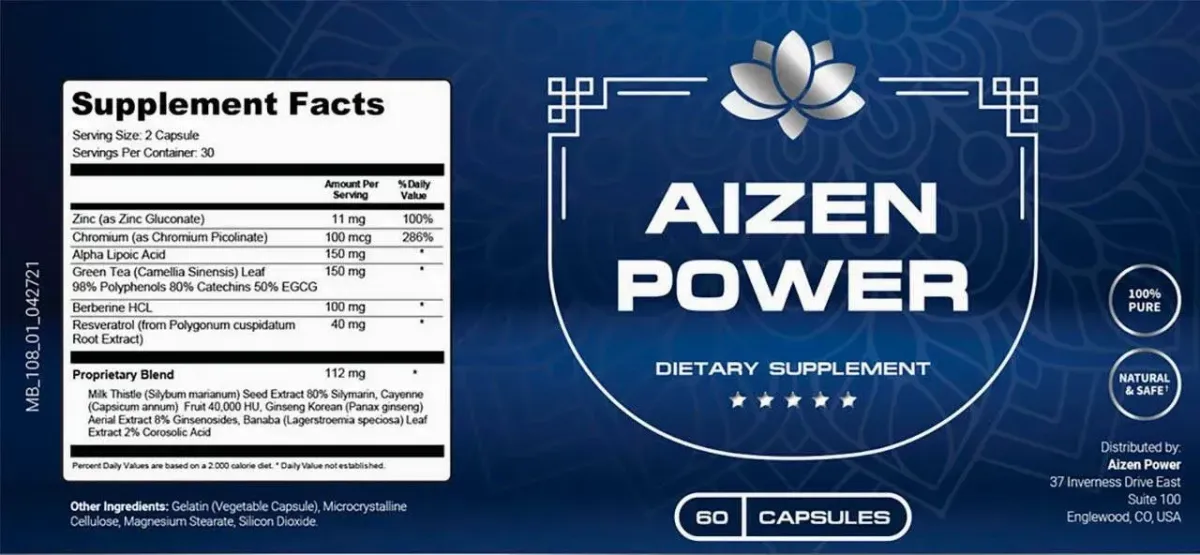 Aizen Power Supplement Facts