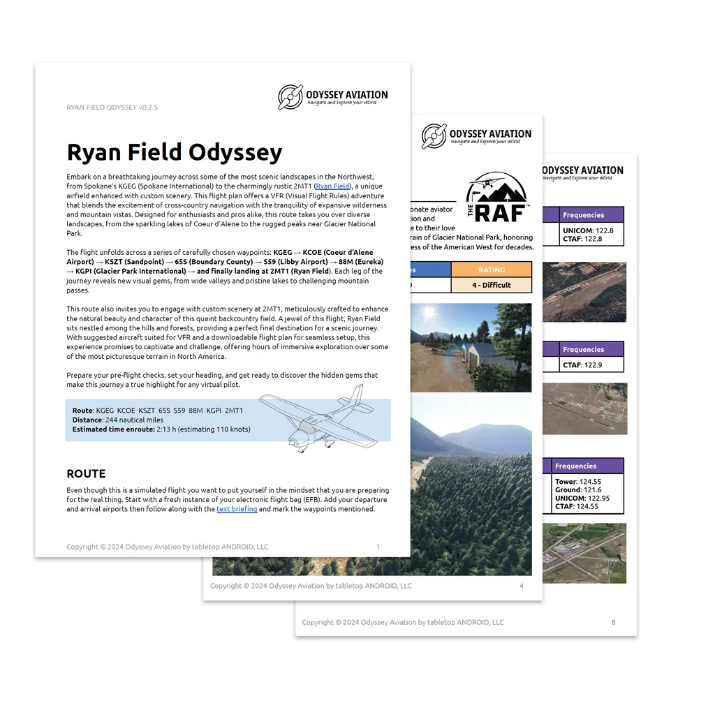 A series of pages showing the Ryan Field Odyssey document.