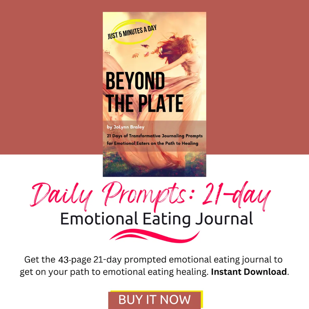 Image of cover of 21-day powerful emotional eating journal Beyond the Plate by JoLynn Braley