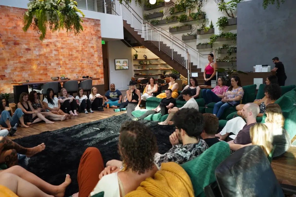 Danielle Aubrey Smith speaking on heartbreak recovery at past event