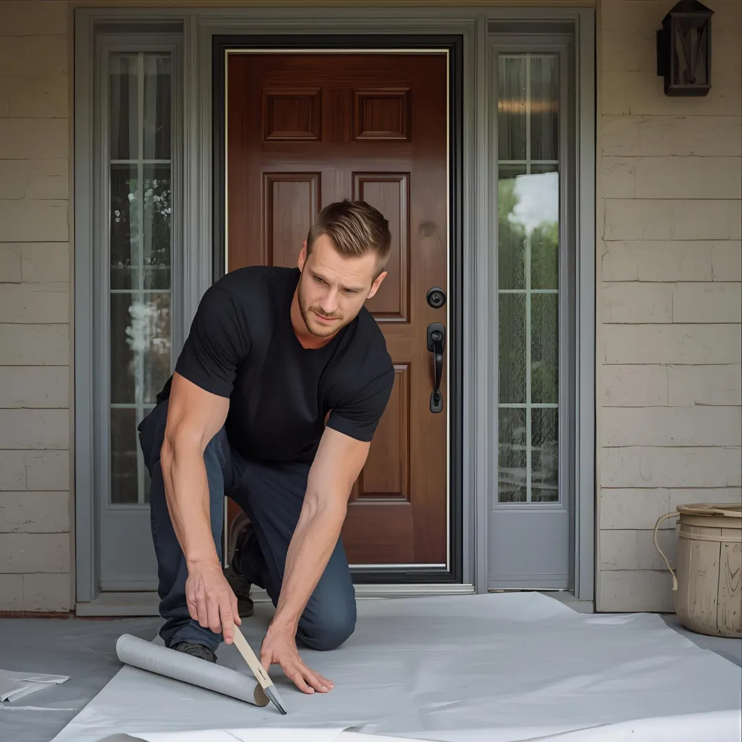 Door installer arriving to review project and protect home