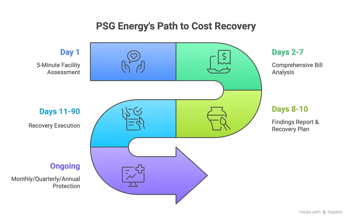PSG Energy complete process from initial call to energy cost recovery