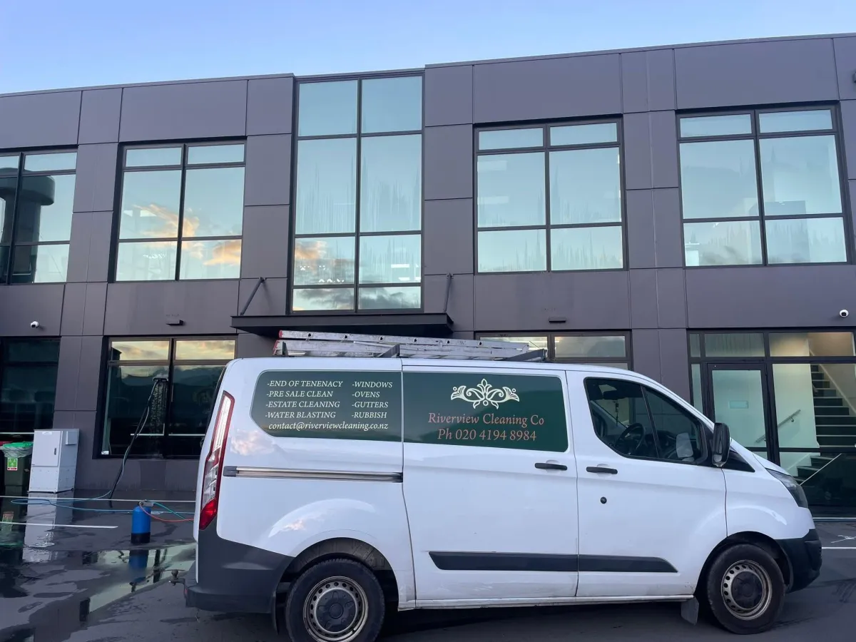 Riverview Cleaning Co work van parked in Christchurch ready for cleaning services